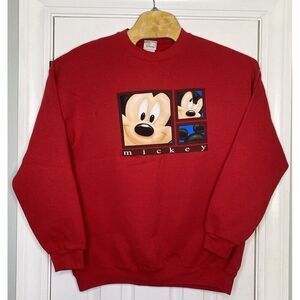 Vintage Disney Store‎ Unisex Mickey Mouse Pullover Sweatshirt Red XL